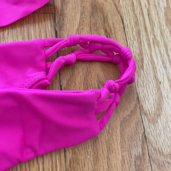 Anthropologie Citrine Swim L hot pink bikini, details, ruffled front Not worn - Picture 3 of 5